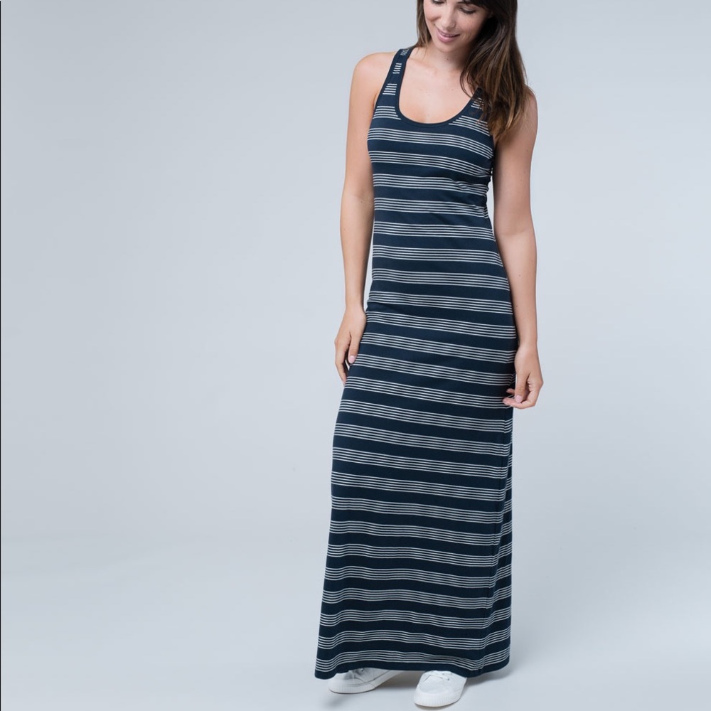 Pact Apparel Maxi Dress in Navy Blue Stripe